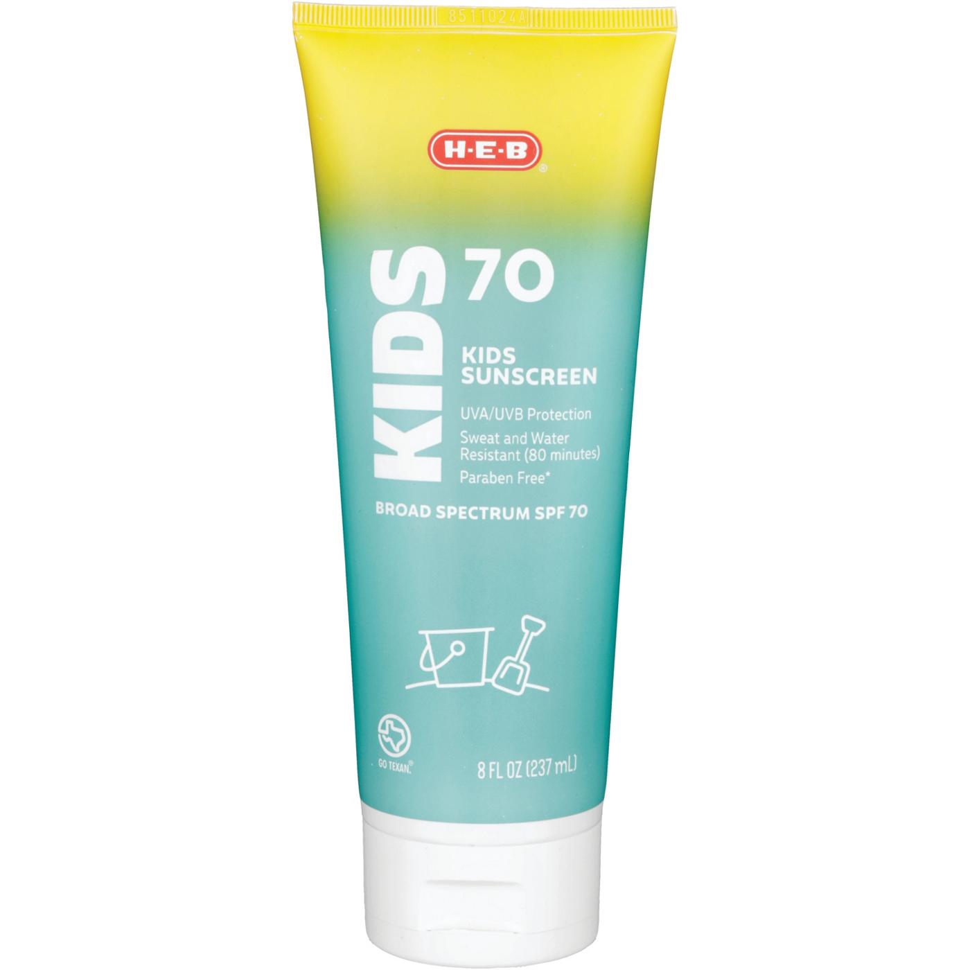 H-E-B Kids Broad Spectrum Sunscreen Lotion – SPF 70; image 1 of 4