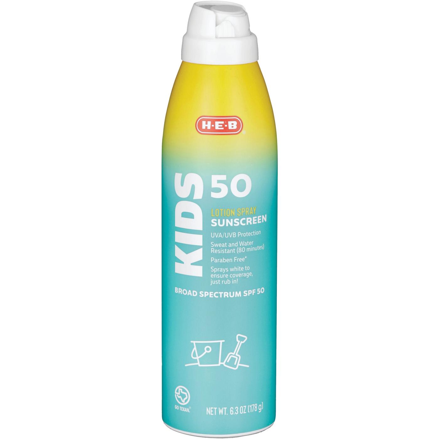 H-E-B Kids Broad Spectrum Sunscreen Spray – SPF 50; image 1 of 5