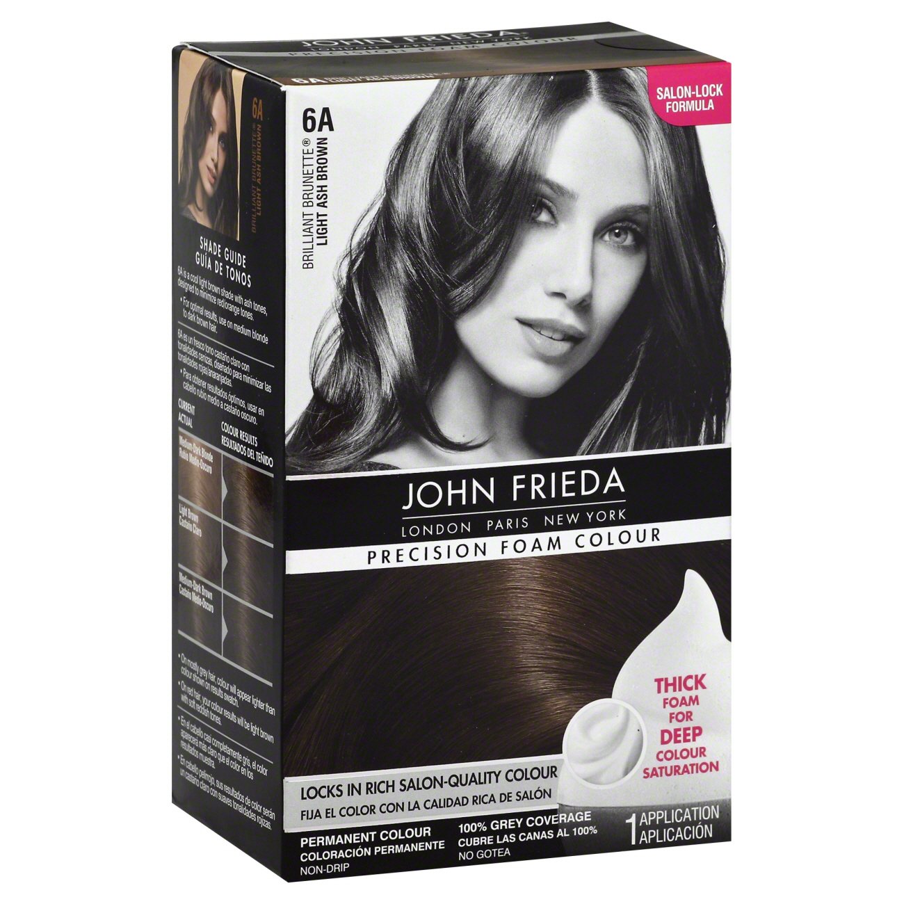 John Frieda Precision Foam Colour Light Ash Brown Permanent Colour 6A ...