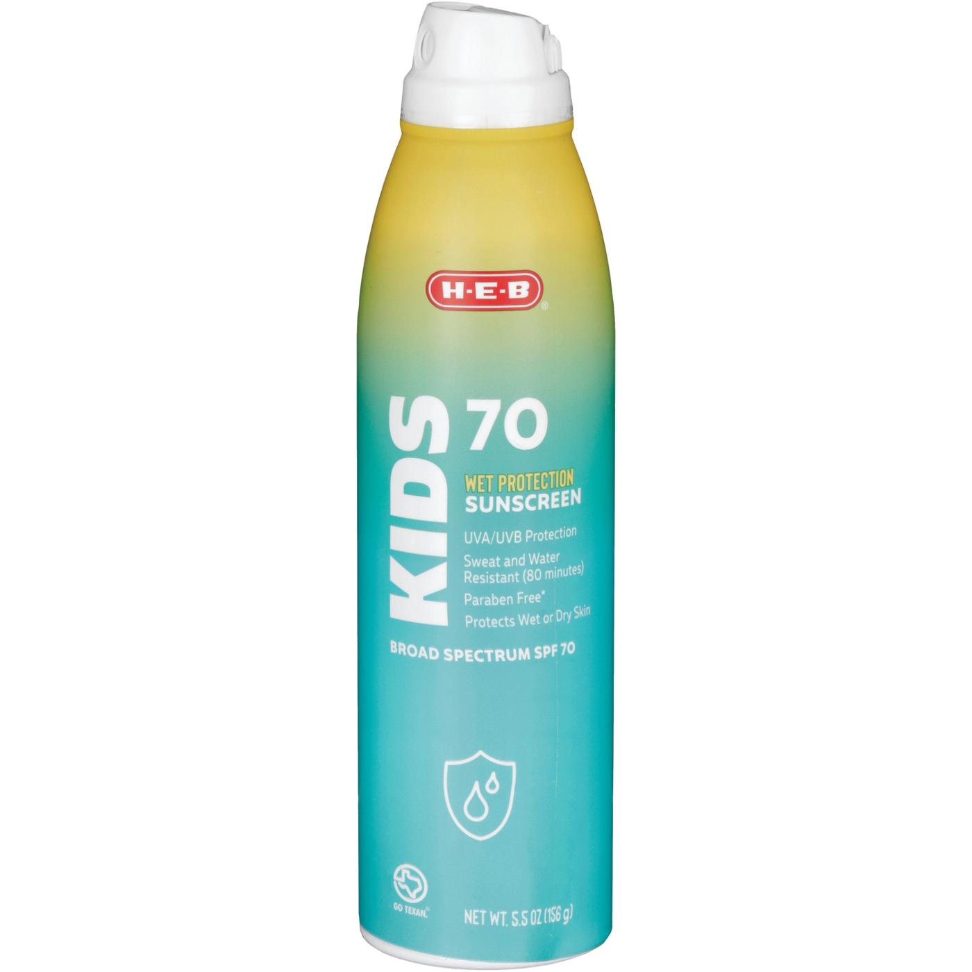 H-E-B Kids Wet Protection Sunscreen Spray – SPF 70; image 1 of 5