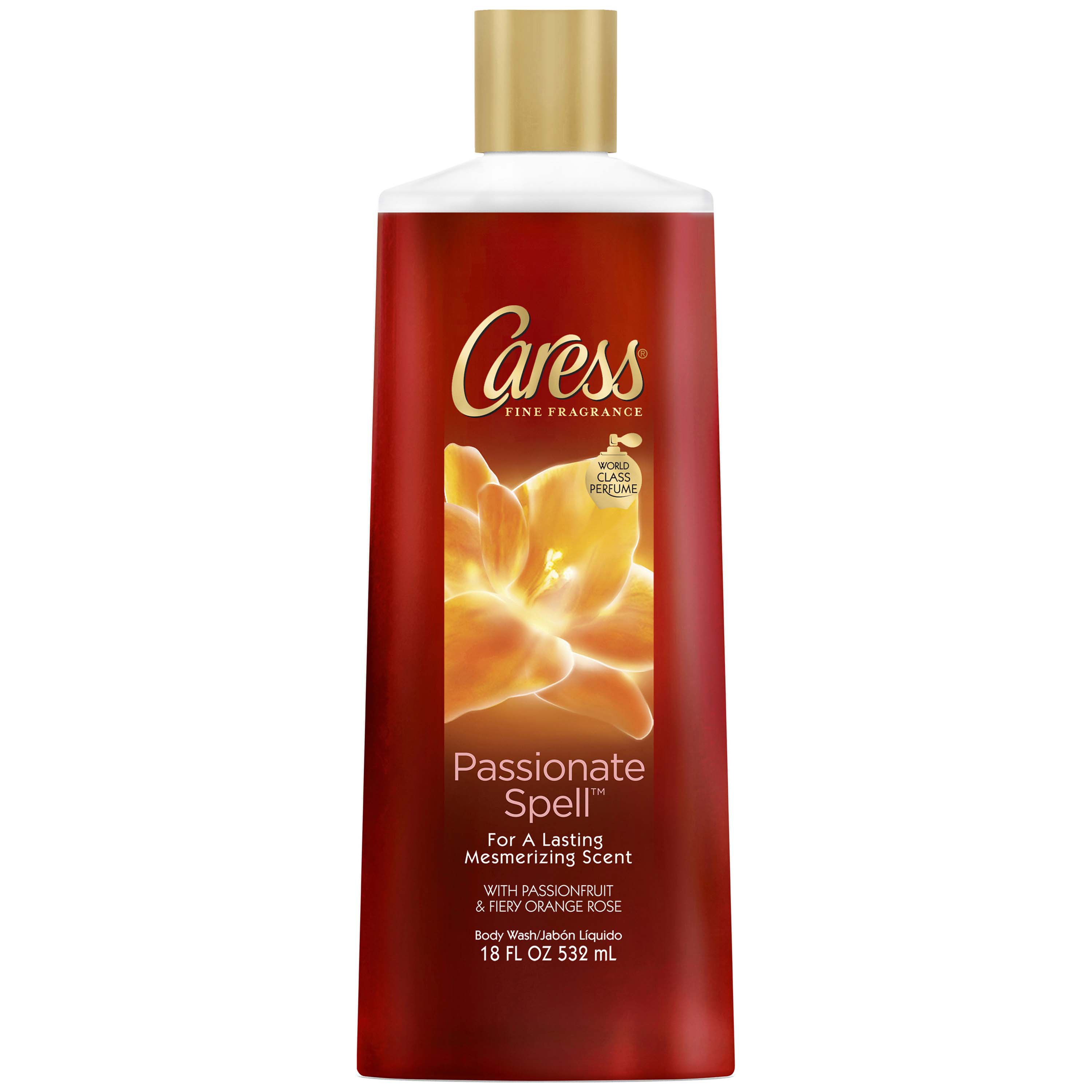 Rose body wash. Caress the body. Caress.