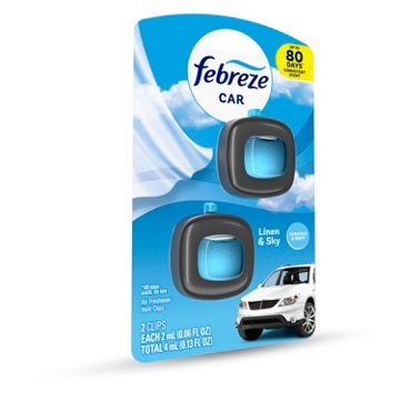 Febreze Car Air Freshener Odor-Fighting Automotive Vent Clip - Linen & Sky Scent