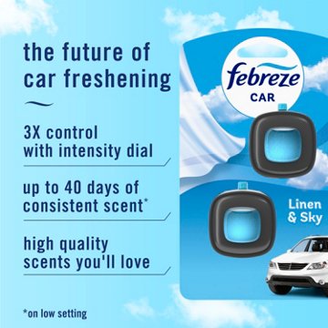 Febreze Car Air Freshener Odor-Fighting Automotive Vent Clip - Linen & Sky Scent