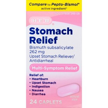 H-E-B Multi-symptom Stomach Relief Caplets, 24 ct