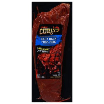 Curly's Baby Back Pork Ribs with Sauce, 24 oz