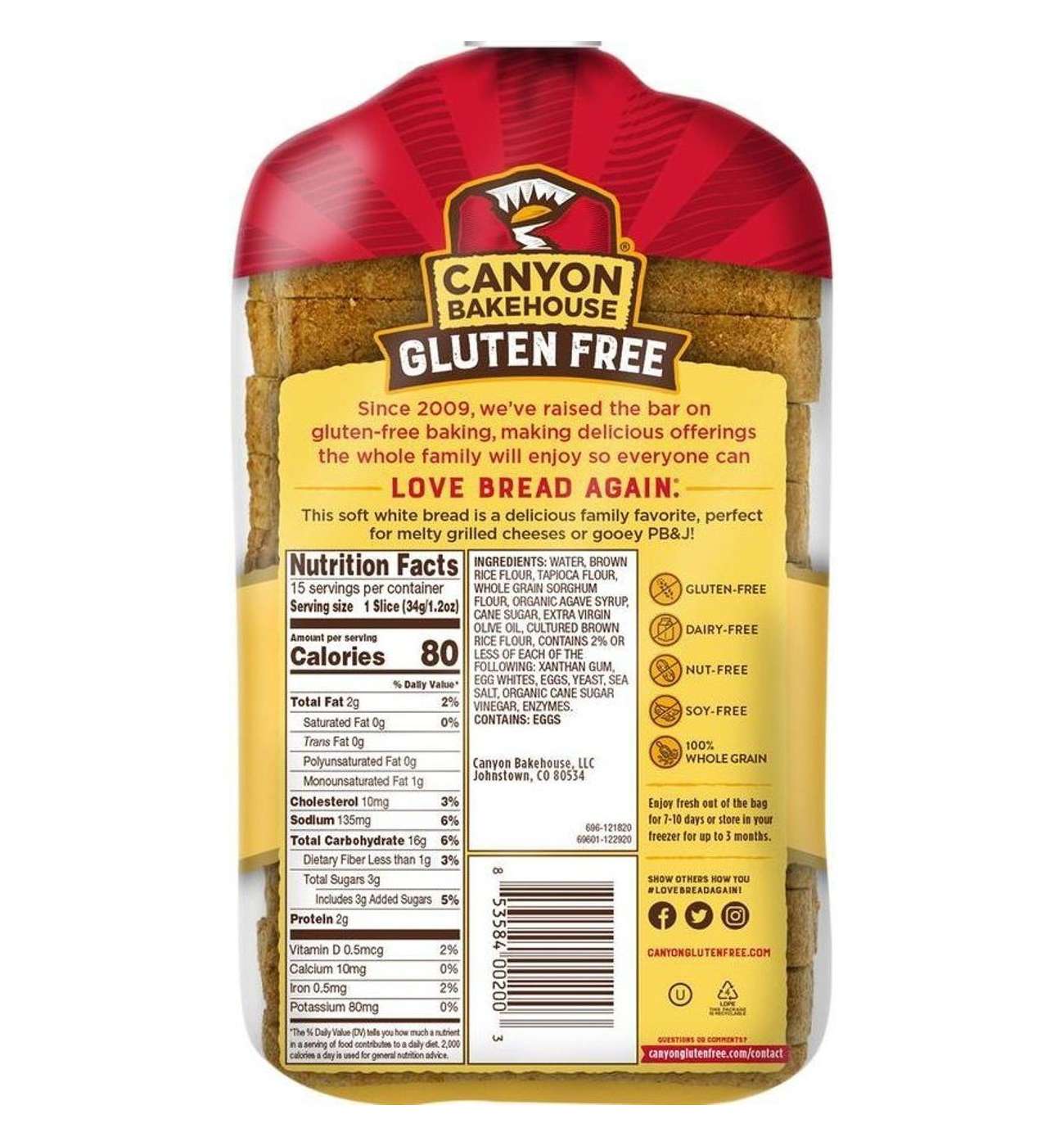 Canyon Bakehouse Gluten Free 100% Whole Grain Mountain White Bread; image 2 of 6