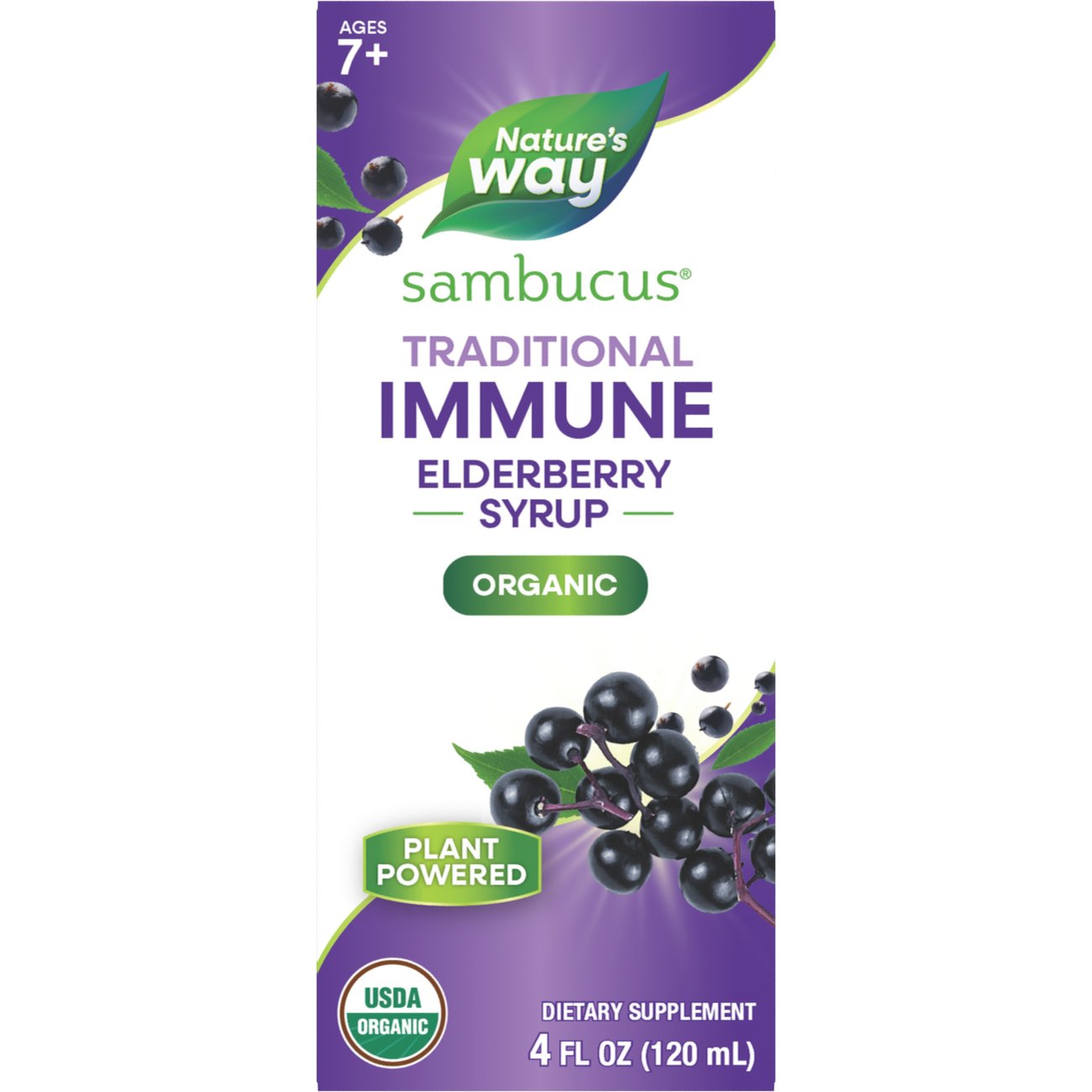 Nature's Way Sambucus Organic Immune Elderberry Syrup, 4 oz