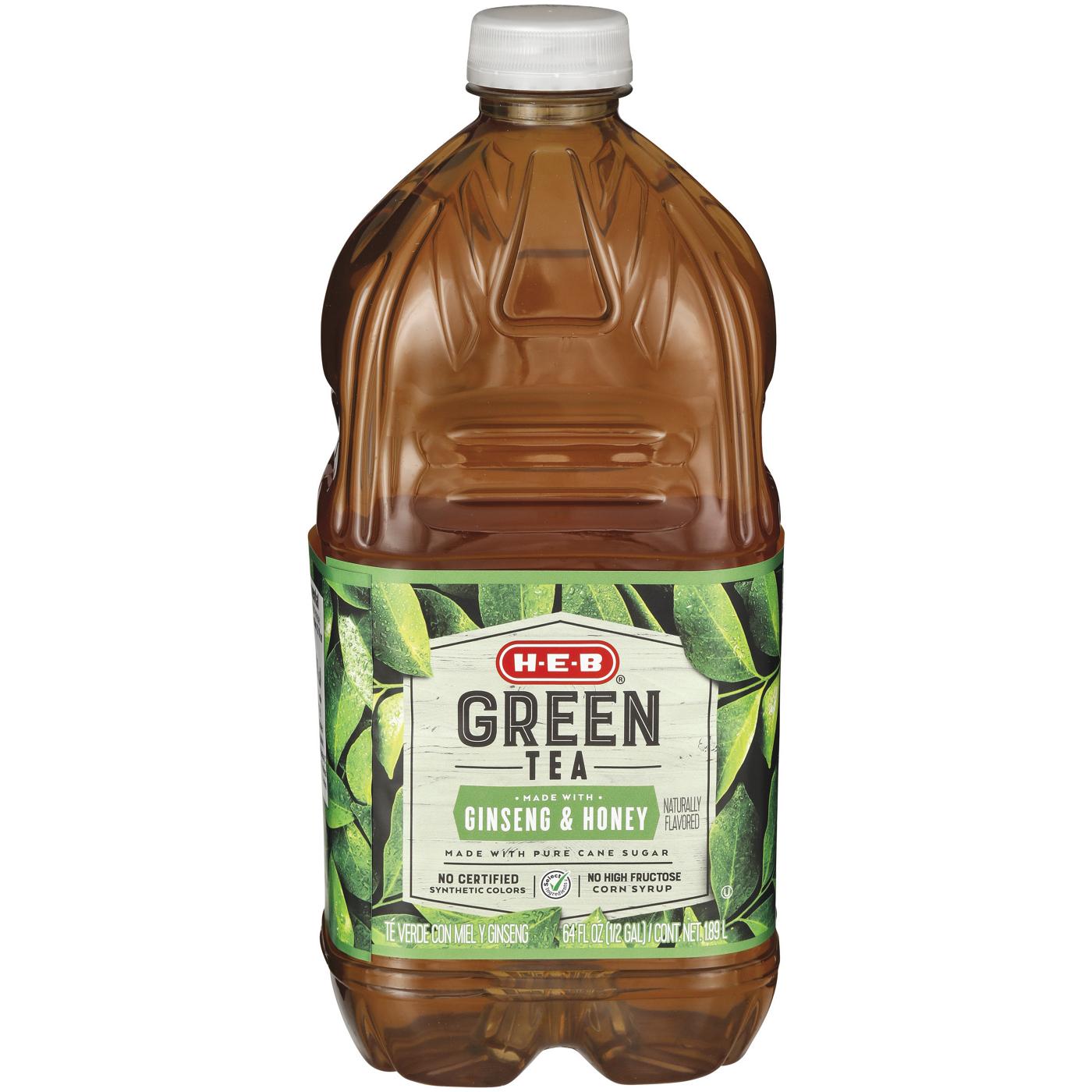 H-E-B Green Tea with Ginseng & Honey; image 1 of 2
