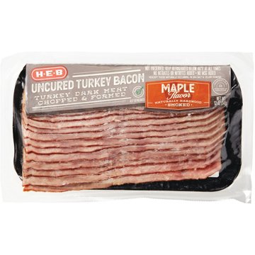 H-E-B Maple Flavor Uncured Turkey Bacon, 12 oz