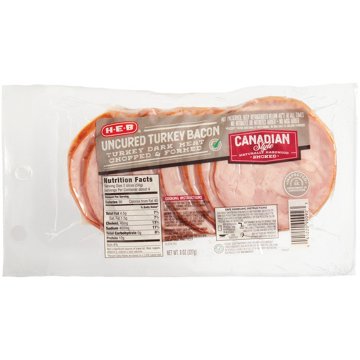 H-E-B Canadian Style Uncured Turkey Bacon, 8 oz