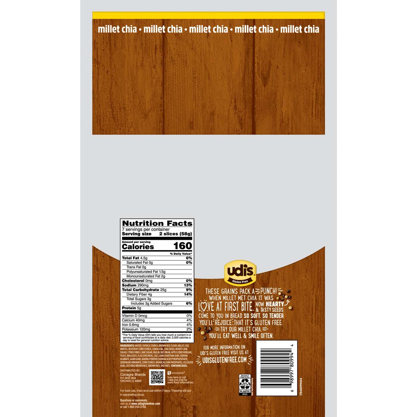 Udi's Gluten Free Millet Chia Bread Shop Loaves at HEB