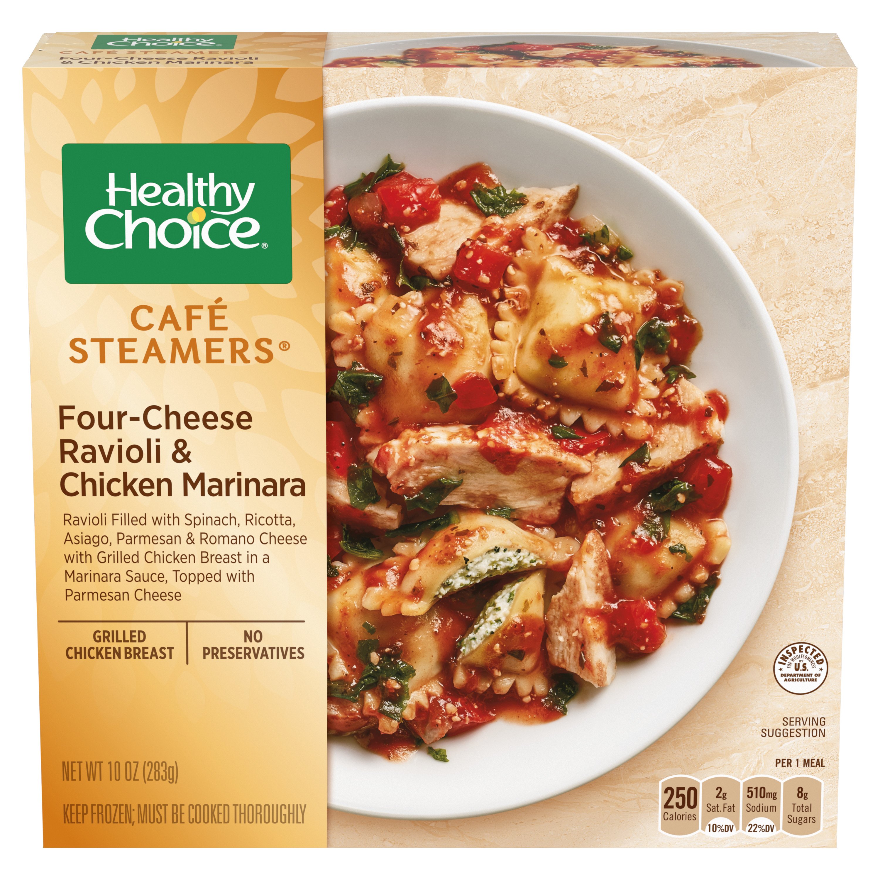 Healthy Choice Café Steamers 4 Cheese Ravioli & Chicken Marinara Frozen ...