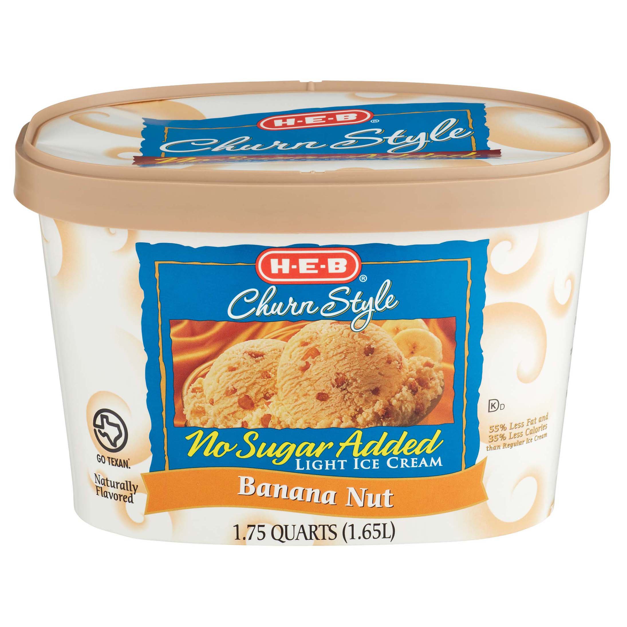 H-E-B Churn Style No Sugar Added Light Banana Nut Ice Cream - Shop Ice ...