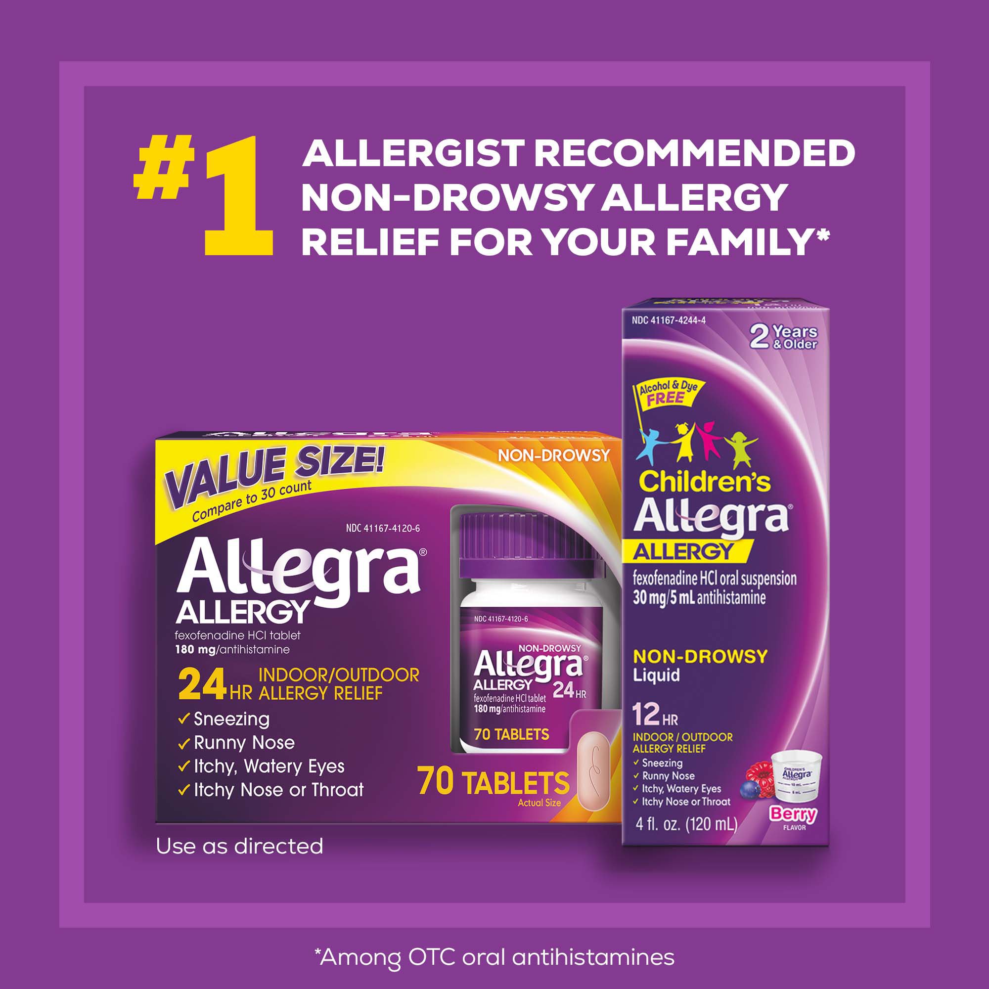 Allegra 24 Hour Non-Drowsy Antihistamine Tablets - Shop Sinus & Allergy ...