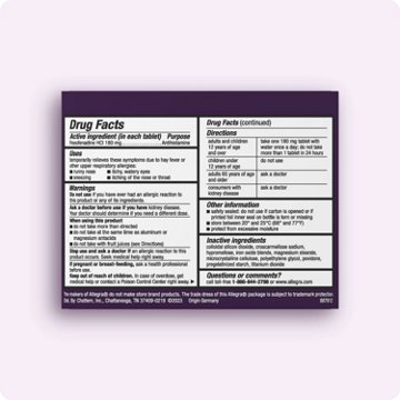 Allegra Adult 24 Hr Allergy Non-Drowsy Antihistamine Tablets