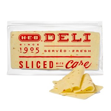 H-E-B Deli Jalapeño Jack Cheese, Sandwich Sliced