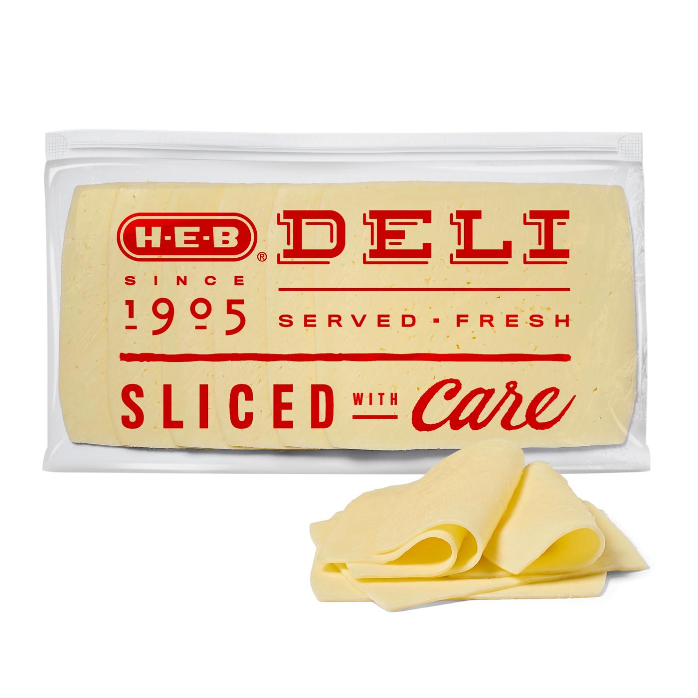 H-E-B Deli Classic Havarti Cheese, Sandwich Sliced; image 1 of 4