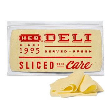 H-E-B Deli Classic Havarti Cheese, Sandwich Sliced, Avg. 0.5 lb