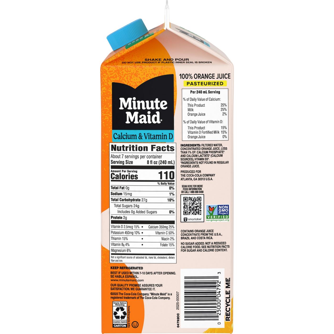 Minute Maid Low Pulp 100% Pure Squeezed Orange Juice - Calcium & Vitamin D; image 2 of 3