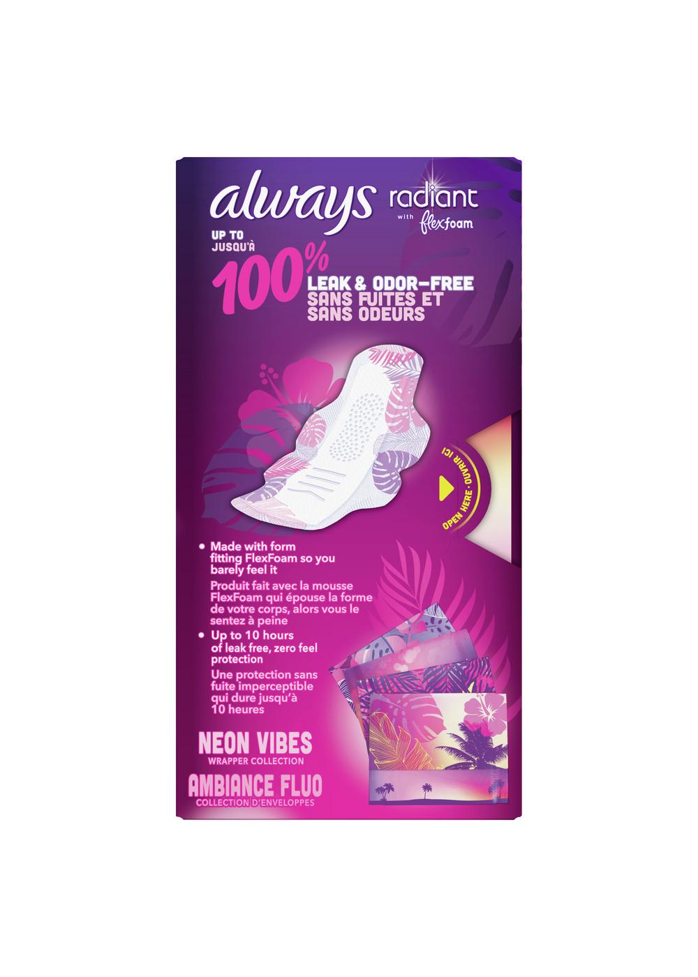 Always Radiant FlexFoam Pads Regular Absorbency, with Wings, Scented Size 1; image 5 of 9