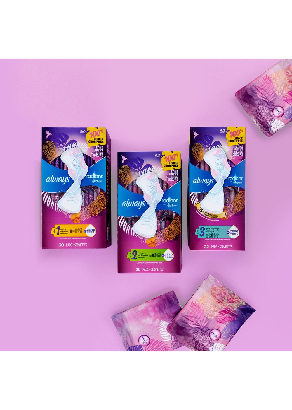 Always Radiant FlexFoam Pads Regular Absorbency, with Wings, Scented Size 1; image 8 of 9