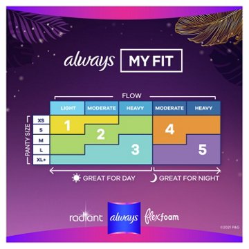 Always Radiant FlexFoam Overnight Pads with Wings - Size 4, 20 ct