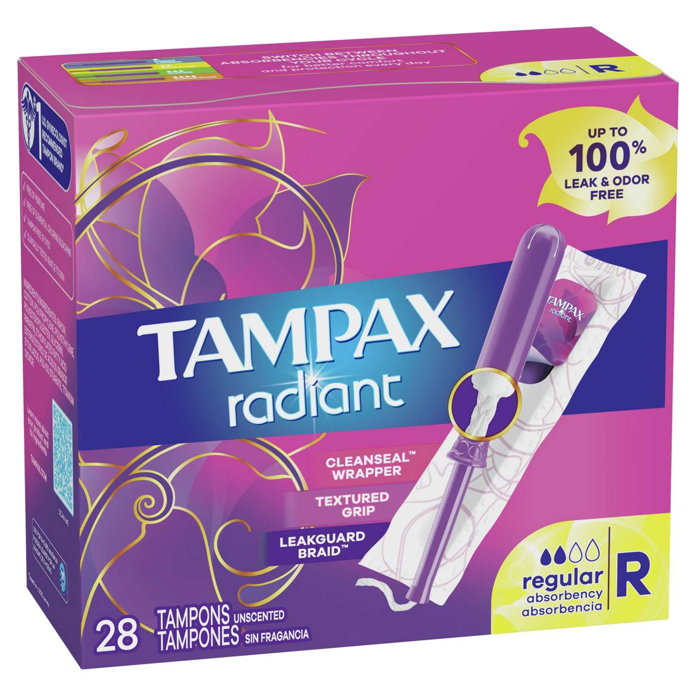 Tampax Radiant Tampons Regular Absorbency, Unscented; image 2 of 7