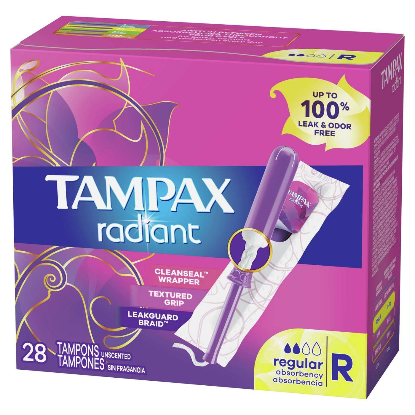 Tampax Radiant Tampons Regular Absorbency, Unscented; image 3 of 7