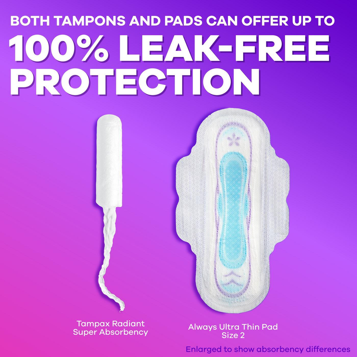 Tampax Radiant Tampons Duo Pack, Regular/Super Absorbency, Unscented; image 6 of 10