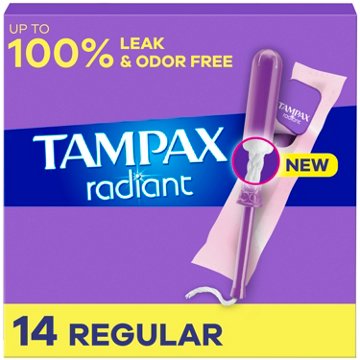 Tampax Radiant Tampons Regular Absorbency, Unscented, 14 ct