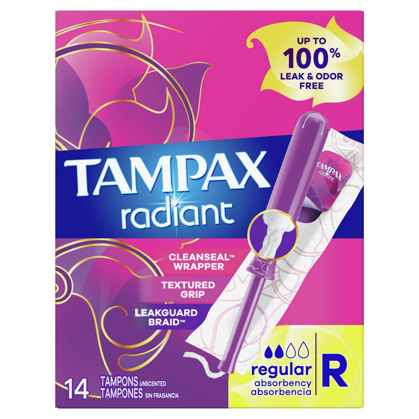 Tampax Radiant Tampons Regular Absorbency, Unscented; image 1 of 7