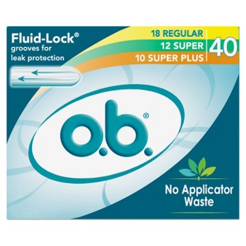 o.b. Non-Applicator Tampons Multipack - Regular, Super & Super Plus, 40 ct