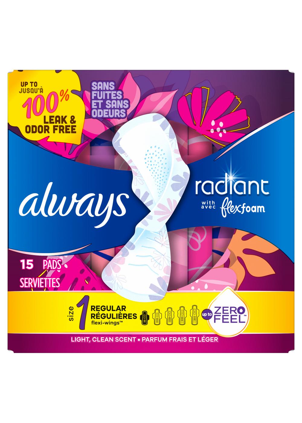 Always Radiant FlexFoam Pads Size 1, Regular with Wings