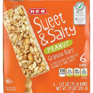 H-E-B Sweet & Salty Peanut Granola Bars, 6 ct