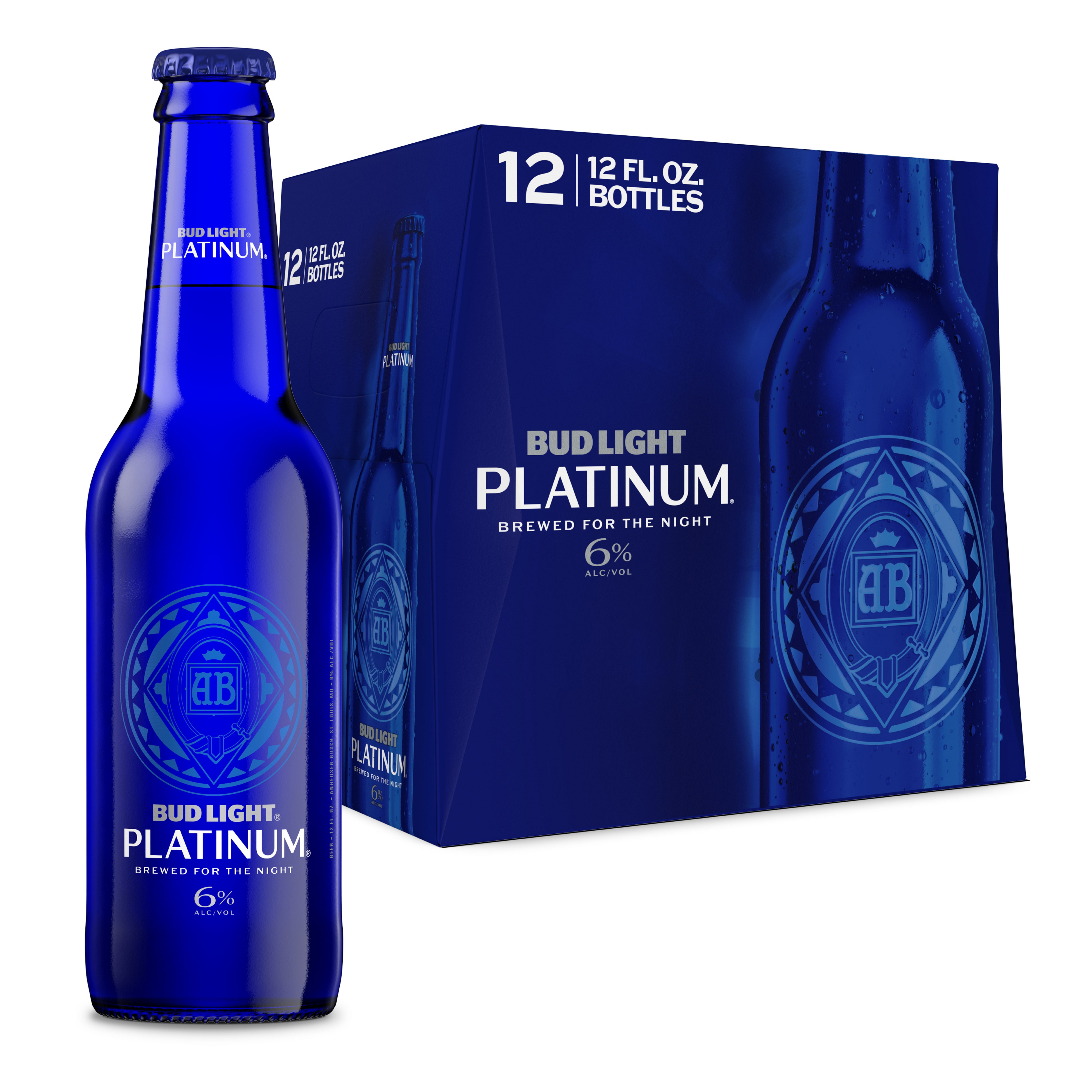 Bud Light Platinum American Lager Beer Bottles, 12 pack, 12 oz