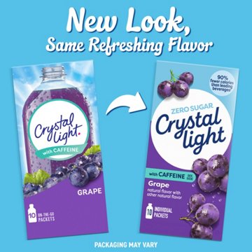 Crystal Light Grape On-The-Go Powdered Drink Mix with Caffeine Packets, 10 ct