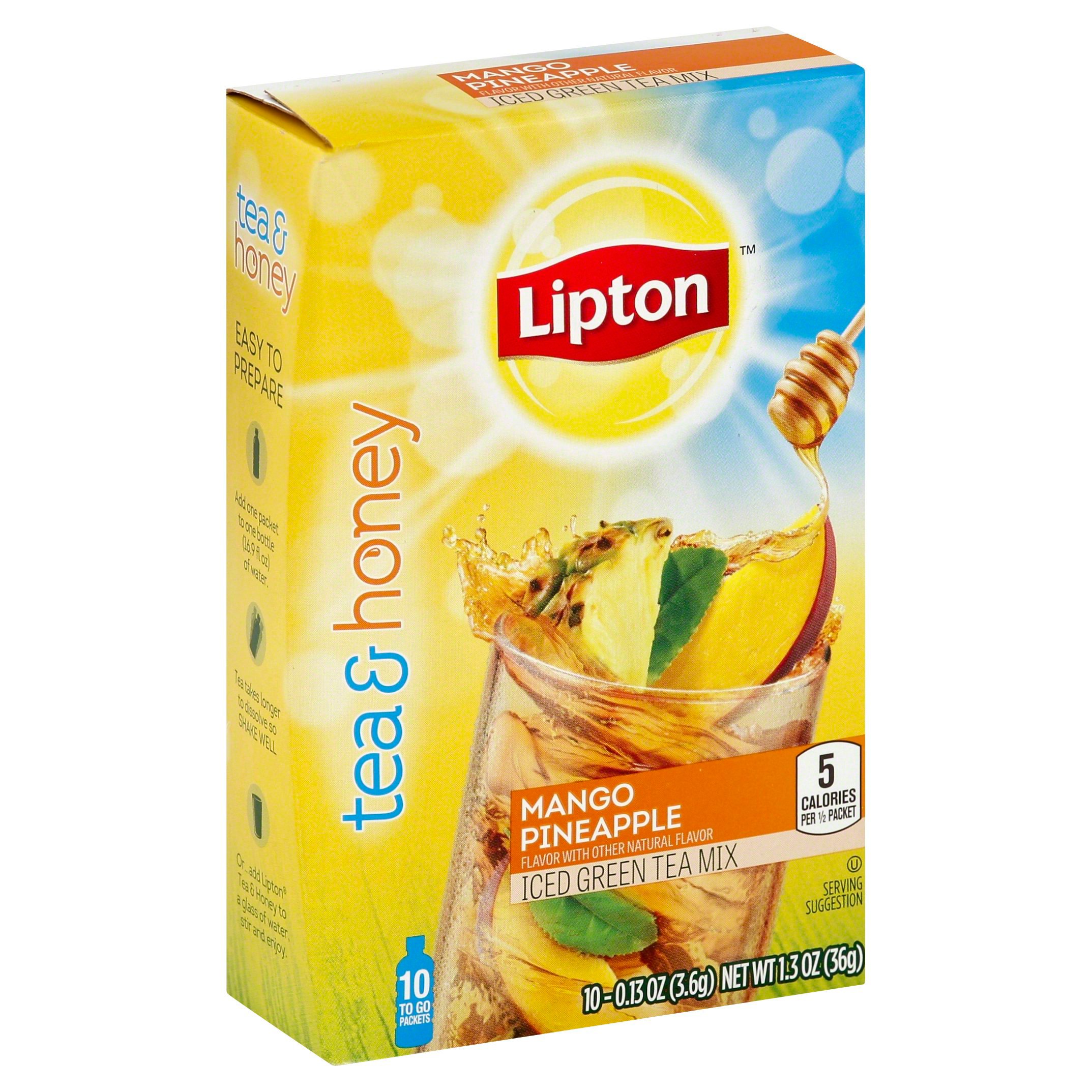 Lipton Tea and Honey Iced Green Tea To Go Packets Mango Pineapple