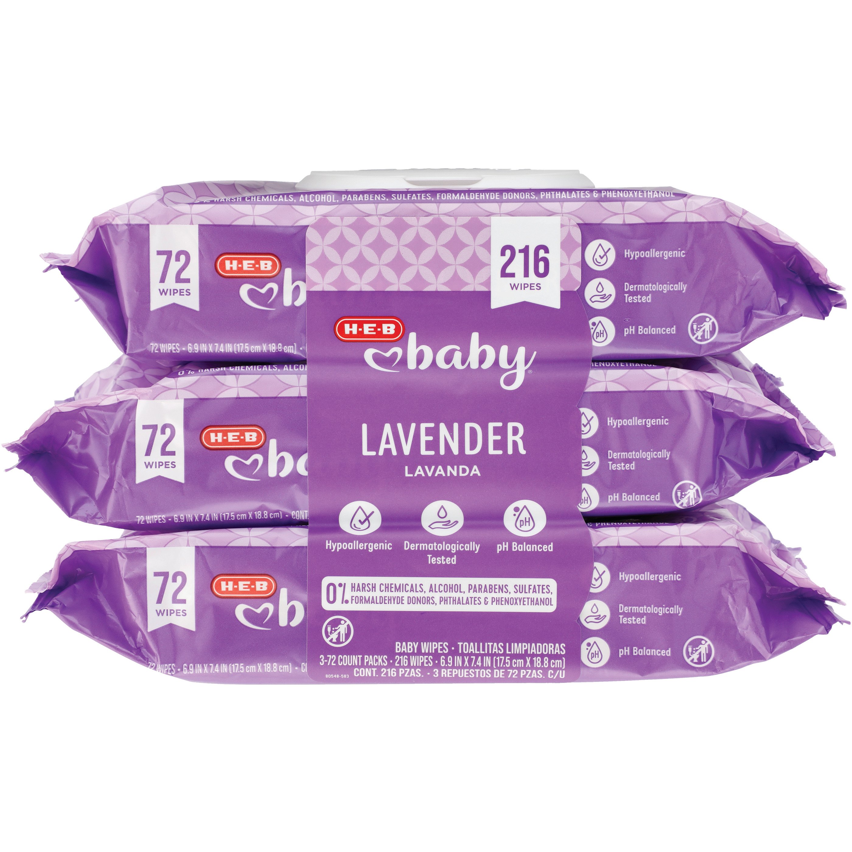 H-E-B Baby Lavender Baby Wipes 3 Pk - Shop Baby Wipes at H-E-B