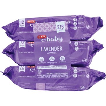 H-E-B Baby Wipes - Lavender, 3 pk, 216 ct