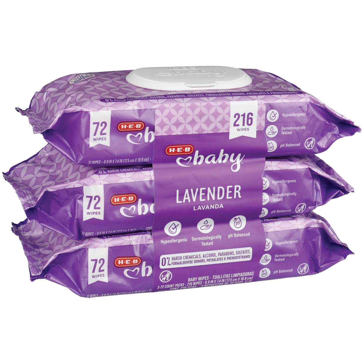 H-E-B Baby Lavender Wipes, 3 Pk; image 2 of 2
