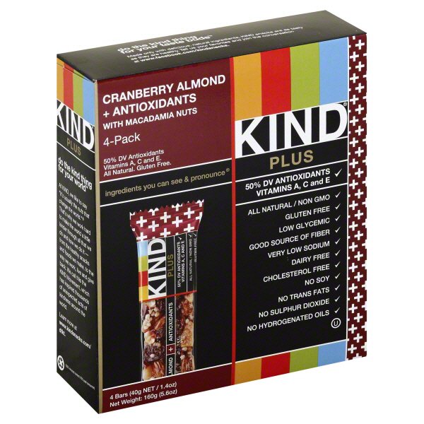 Kind Plus Cranberry Almond + Antioxidants Bars - Shop Granola & snack ...