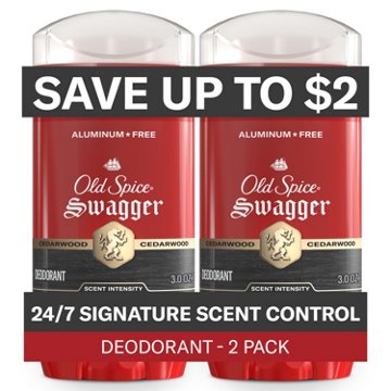 Old Spice Aluminum Free Deodorant for Men, Swagger with Cedarwood, 2 Pack