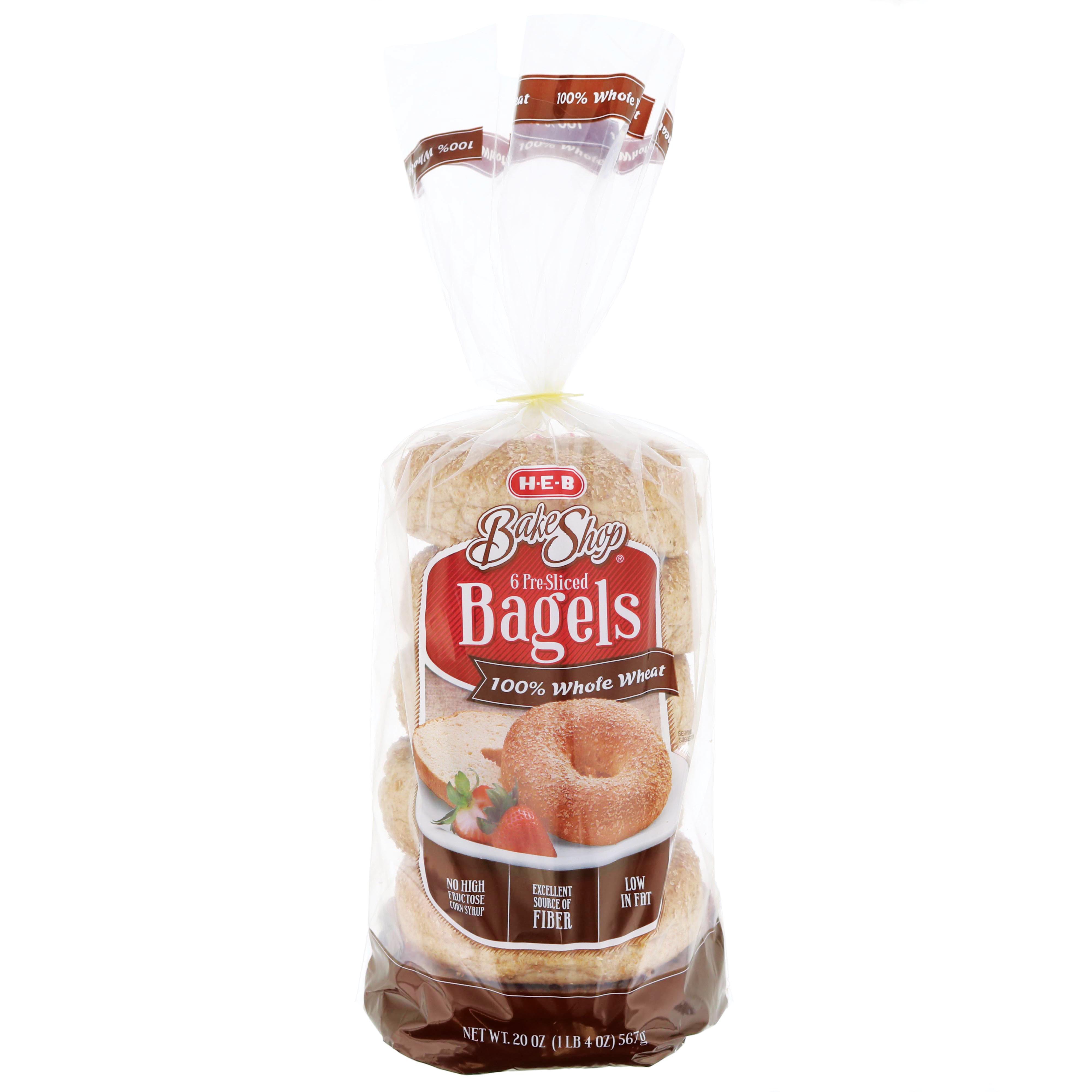 H-E-B Bake Shop 100% Whole Wheat Pre-Sliced Bagels - Shop Bread at H-E-B