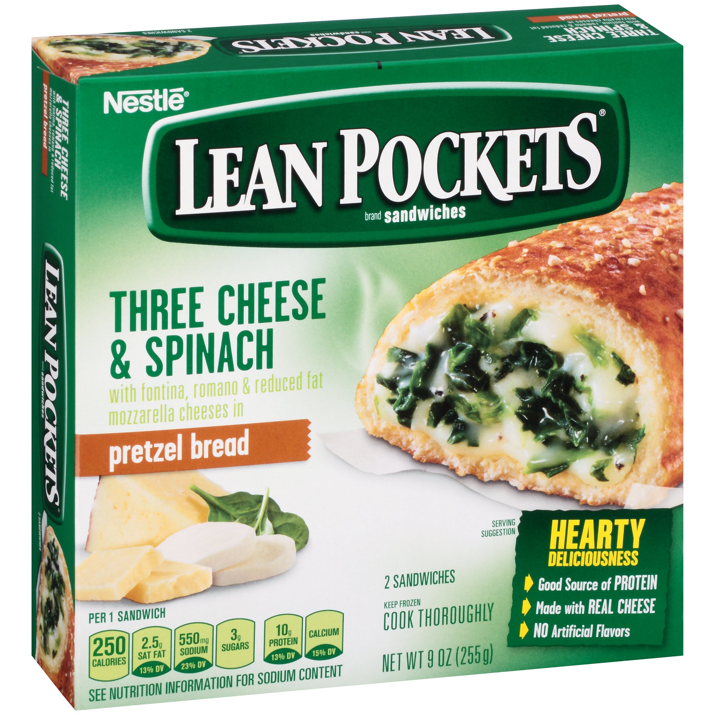 Lean Pockets Pretzel Bread Three Cheese and Spinach with ...