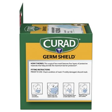 Curad Germ Shield Maximum Barrier Earloop Facemask, 10 ct