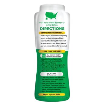 Lemi Shine Dish Detergent Booster Hard Water Stain Remover, 20 oz