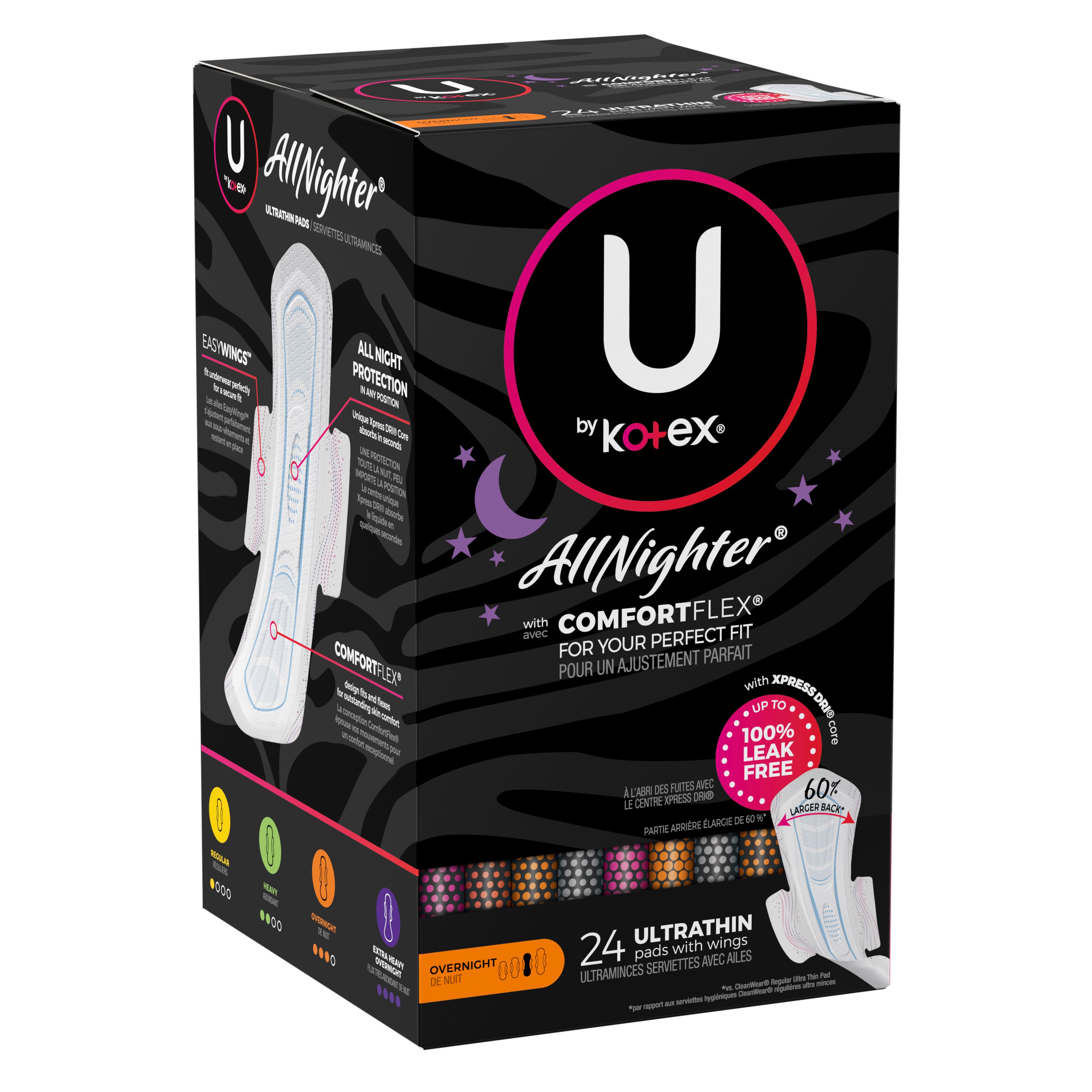 U By Kotex AllNighter Ultra Thin Overnight Feminine Pads with Wings