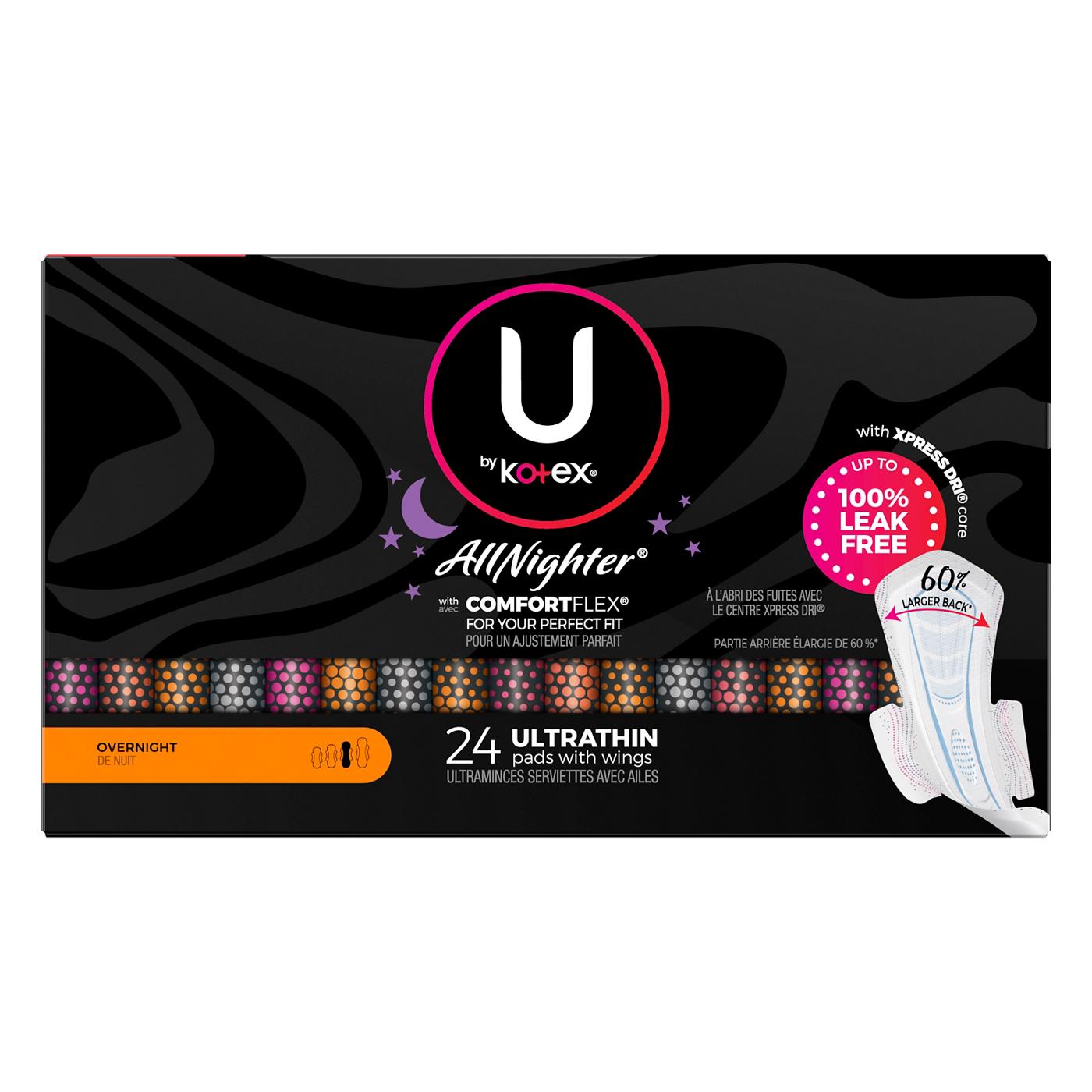 U By Kotex AllNighter Ultra Thin Overnight Feminine Pads with Wings