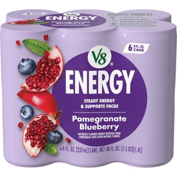 V8 Energy Pomegranate Blueberry Drink 6 pk Cans