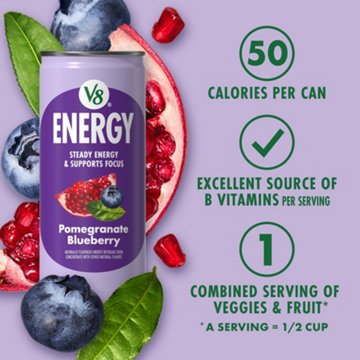 V8 Energy Pomegranate Blueberry Drink 6 pk Cans